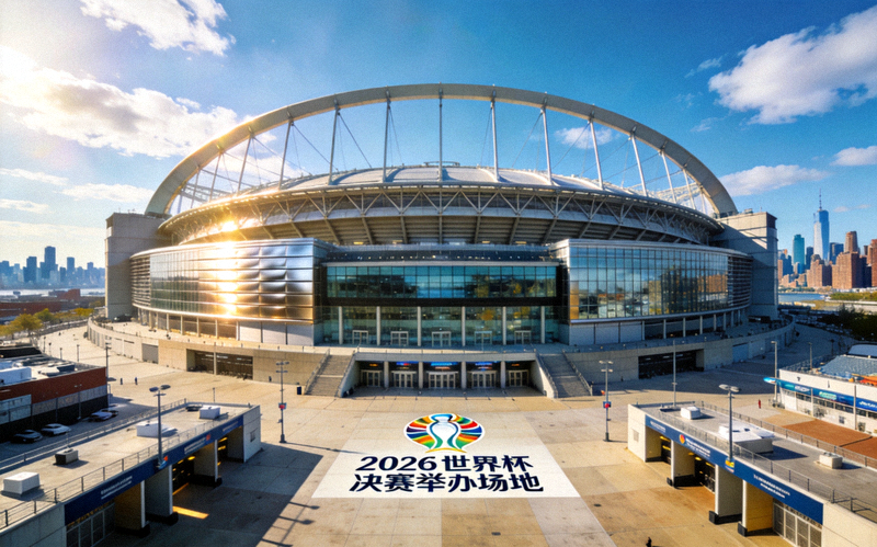 美国纽约大都会体育场外部全景，2026世界杯决赛举办场地